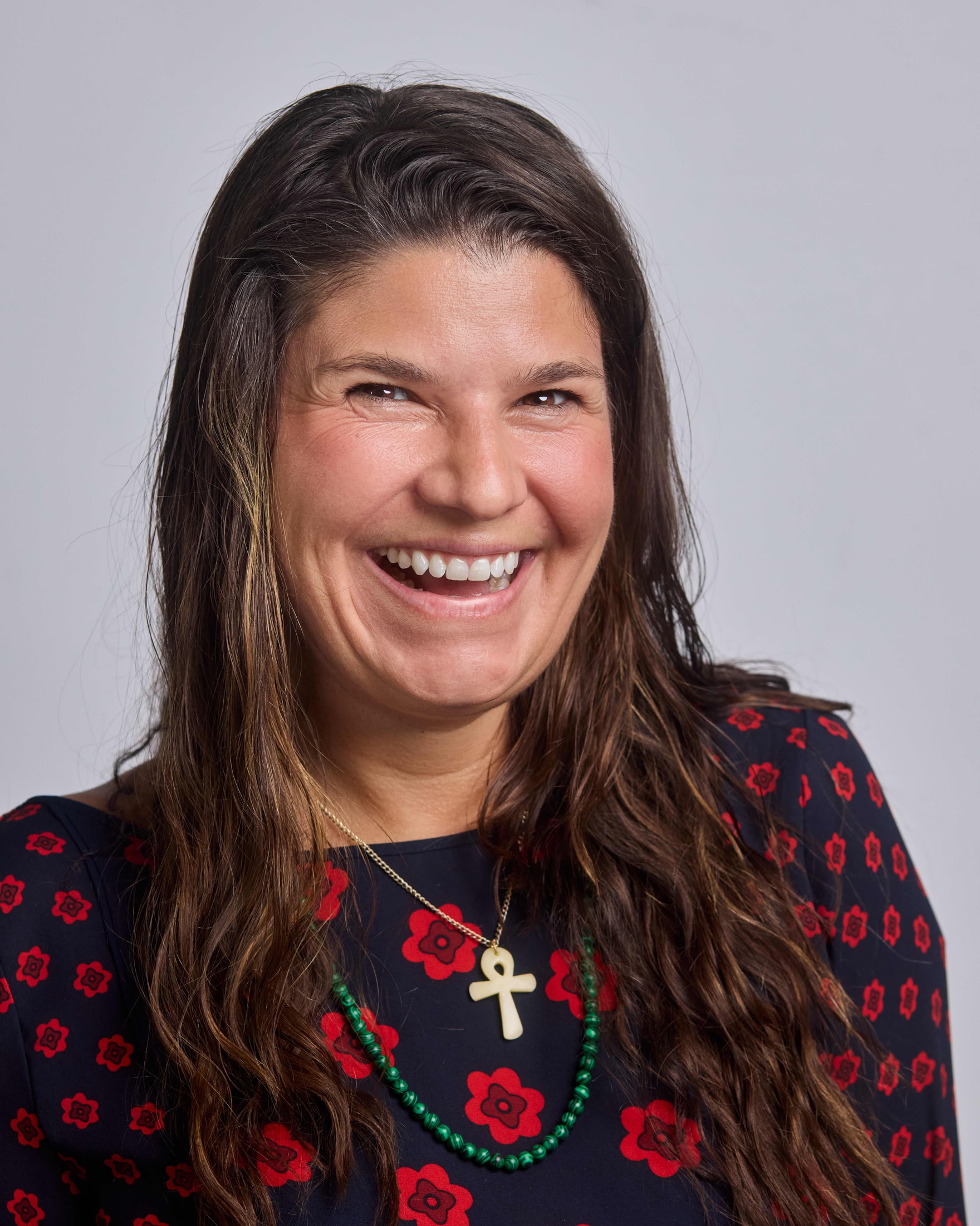 Candid laughing headshot portrait