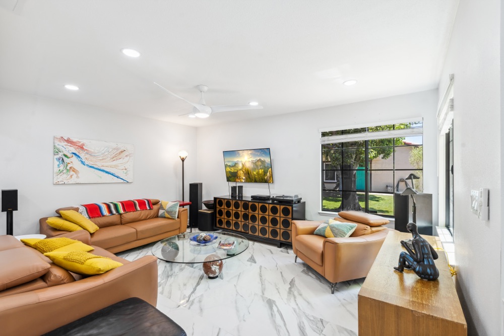 Living room with colorful decor