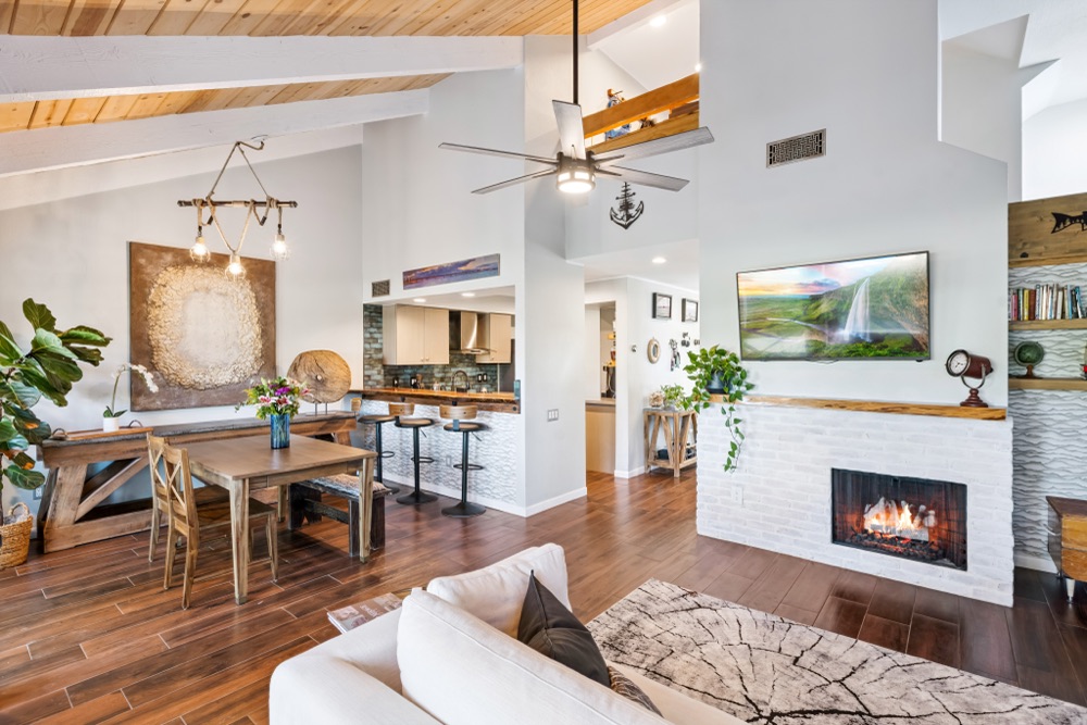 Open-concept living and dining area